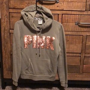 Pink rose gold sequins olive sweatshirt